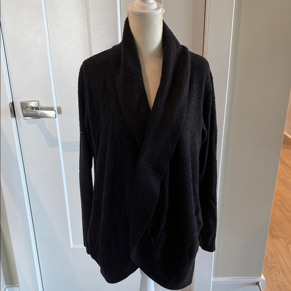 Barefoot Dreams Black Shawl-Collar Open Cardigan